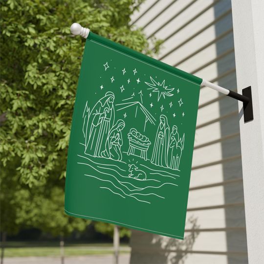 Christmas Garden Flag, Holy Nativity Holiday Yard Banner, Festive Garden Banner, Christian Garden Decor, Xmas Sign