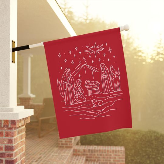 Christmas Garden Flag, Holy Nativity Holiday Yard Banner, Festive Garden Banner, Christian Garden Decor, Xmas Sign