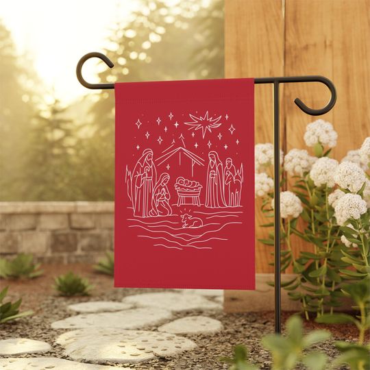 Christmas Garden Flag, Holy Nativity Holiday Yard Banner, Festive Garden Banner, Christian Garden Decor, Xmas Sign