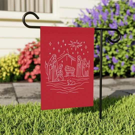 Christmas Garden Flag, Holy Nativity Holiday Yard Banner, Festive Garden Banner, Christian Garden Decor, Xmas Sign
