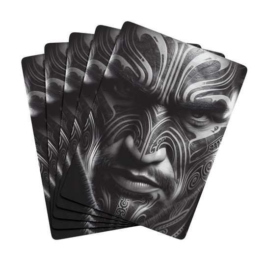 Maori Moku Face Playing Cards: Tribal Poker Deck
