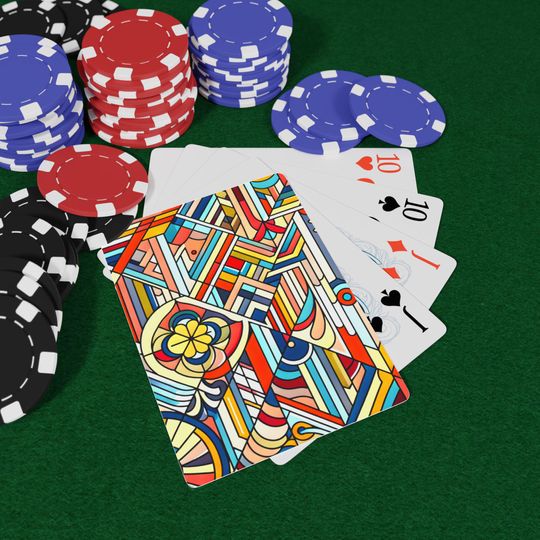 Art Deco Playing Cards: Colorful Poker Deck, Vintage Game Night