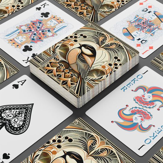 Art Deco Bird Playing Cards: Vintage Card Game Deck