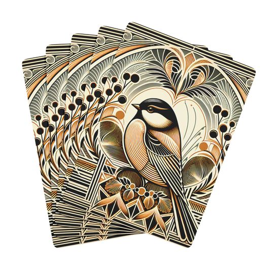 Art Deco Bird Playing Cards: Vintage Card Game Deck