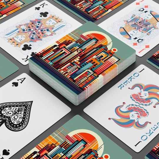 Art Deco Cityscape Playing Cards - Poker Deck for Game Night