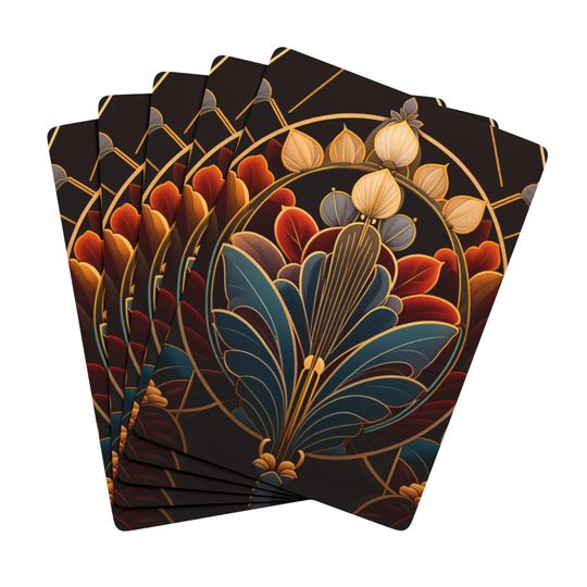 Art Deco Design Playing Card Deck - Vibrant Poker Cards Set