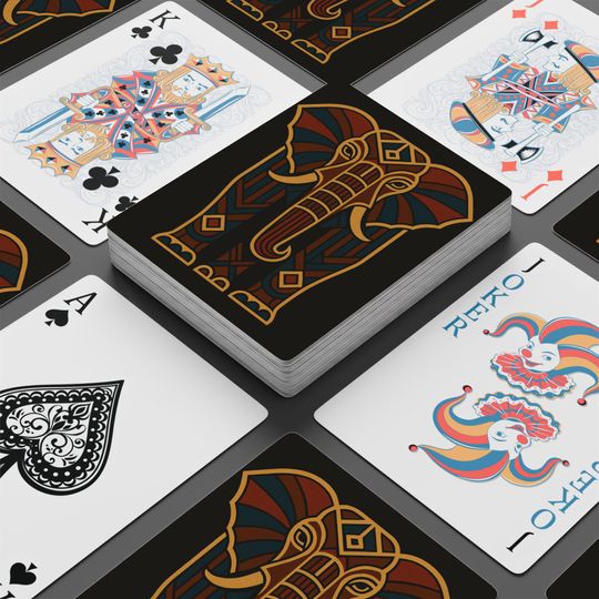 Art Deco Elephant Playing Cards for Poker Game Night
