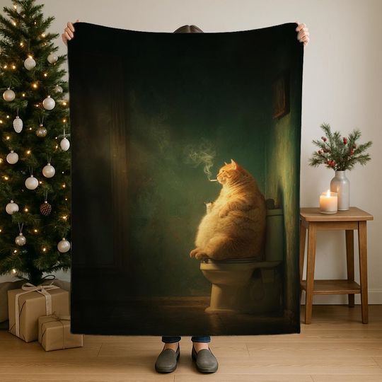 Funny Cat Smoking Throw Blanket, Cat Mom & Pet Lover Gift