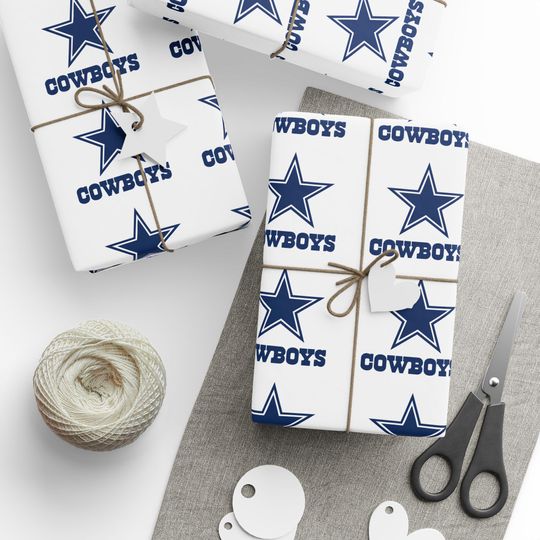 Dallas Cowboys Wrapping Paper, Fan Gift Wrap, Game Day Birthday Holiday Sports Wrapping Paper