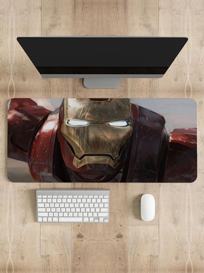 Iron Man Gaming Mouse Pad: Personalized Desk Mat, Stitched Edges