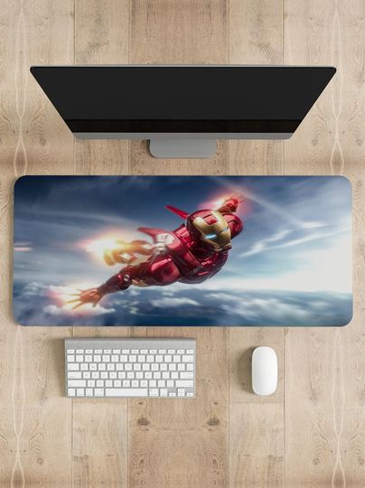 Iron Man Gaming Mouse Pad: Personalized Desk Mat, Stitched Edges