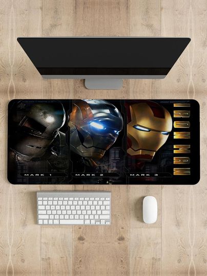 Iron Man Gaming Mouse Pad: Personalized Desk Mat, Stitched Edges