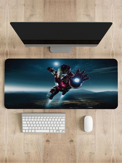 Iron Man Gaming Mouse Pad: Personalized Desk Mat, Stitched Edges