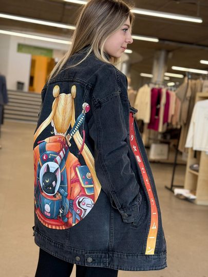 Anime Denim Jacket: Custom Manga Art, Gift for Disney Fans