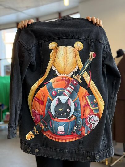 Anime Denim Jacket: Custom Manga Art, Gift for Disney Fans