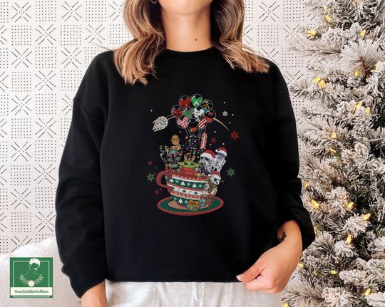 Retro Disney Star Wars Christmas Sweatshirt, Disney Teacup Sweatshirt
