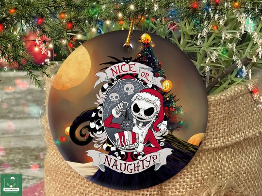 Jack Skellington Nice or Naughty Ornament, Disney Jack Skellington Christmas Ornament