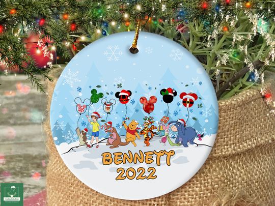 Winnie The Pooh Ornament Personalized, Pooh Bear Ornament, Disney Christmas