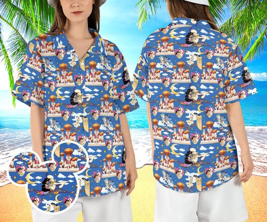 Aladdin Jasmine Flying Carpet Hawaiian Shirt, Disneyland Couple Hawaii Shirt