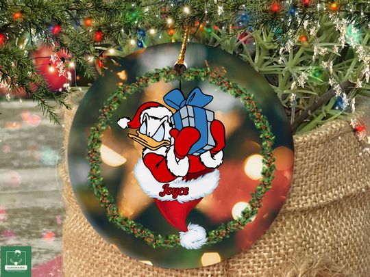 Personalized Donald Duck Ornament, Disney Christmas Ornament, Disney Character Ornament