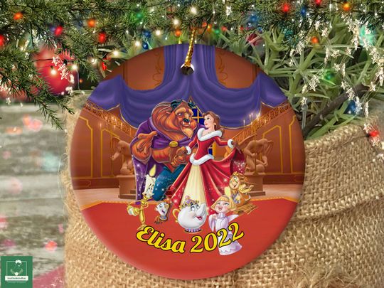 Personalized Beauty and The Beast Ornament, Belle Princess Ornament 2022, Disney Couples
