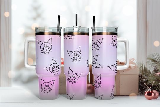 Gothic Bunny 40oz Tumbler: Purple Kawaii Anime Stainless Steel Cup