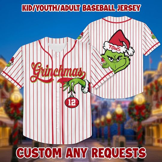 Personalized Grin Baseball Jersey: Christmas Birthday Gift