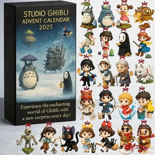 Classic Studio Ghibli Anime Christmas Advent Calendar, Collectible Items Animation Derivatives Cosplay Accessories Xmas Gift