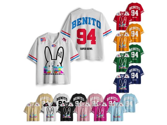 Puerto Rico Team Jersey,Benito 94 Football Jersey, Benito Bowl Bad Bunny Shirt,Bad Bunny LX Shirt,Mesh Jersey, Sports Shirt, Gift for Fans