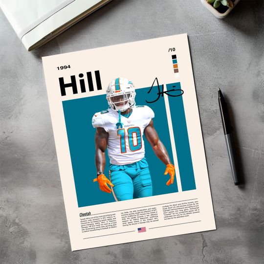 Tyreek Hill Dolphins Football Poster