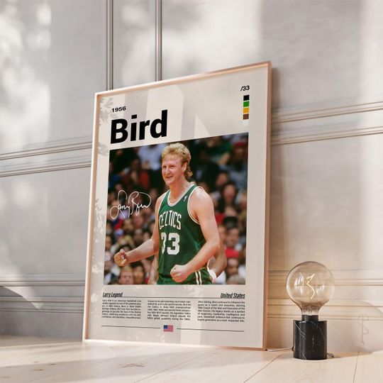 Larry Bird Poster  NBA Legend Basketball Wall Art