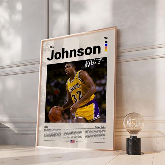 Magic Johnson Poster  NBA Basketball Wall Art