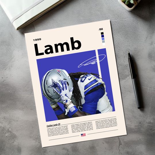 CeeDee Lamb Cowboys Football Wall Art Poster