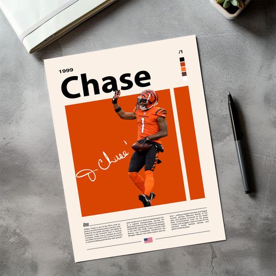 JaMarr Chase Wall Art Bengals Football Poster