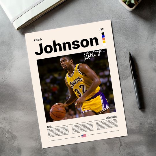 Magic Johnson Poster  NBA Basketball Wall Art