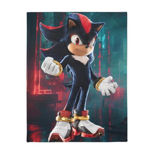 Shadow and Super Shadow Velveteen Blanket: Gamer Gift
