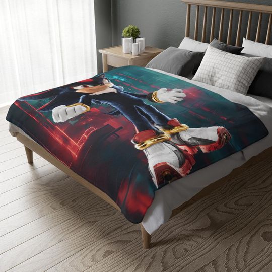 Shadow and Super Shadow Velveteen Blanket: Gamer Gift