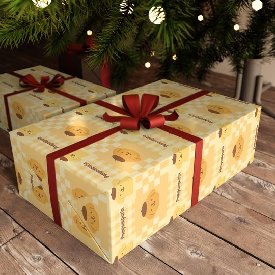Wrapping Paper Sheets, Cheerful Holiday Gift Wrap, Cute Birthday Present, Festive Unique Decor, Pompompurin Design, 1pc, Gift Packaging,