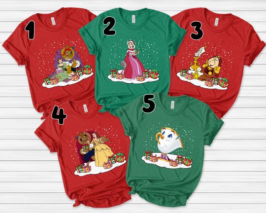 Beauty and the Beast Shirt, Group Christmas Shirt, Disney Christmas Shirt, Princess Family Shirt