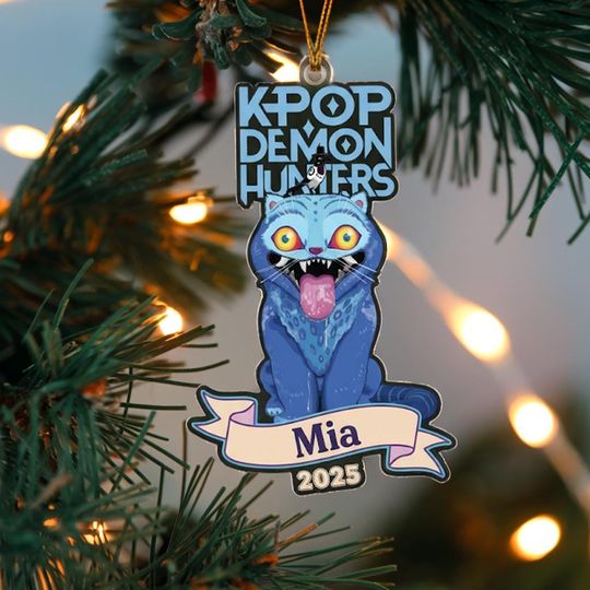 Custom Huntrix Demon Derpy Tiger Christmas Acrylic Ornament, Custom Huntrix Ornament, Huntrix Merch