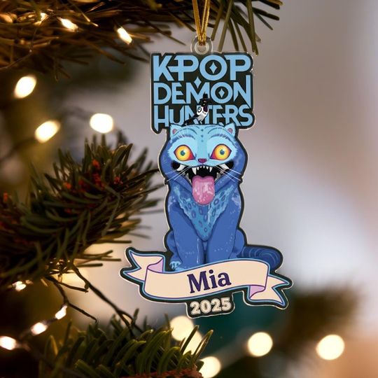 Custom Huntrix Demon Derpy Tiger Christmas Acrylic Ornament, Custom Huntrix Ornament, Huntrix Merch