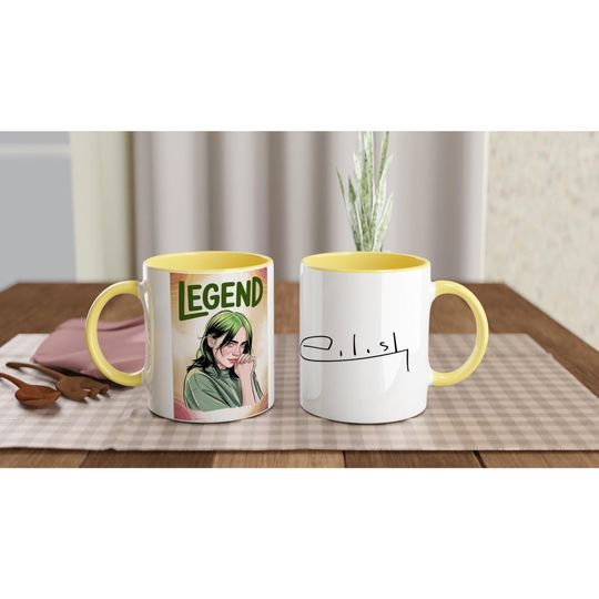 Billie Eilish Mug Celebrity Signature Glossy Ceramic Coffee Cup