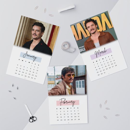 Pedro Pascal Wall Calendar 2026 - Monthly Organizer, Room Decor, Celebrity Fan Gift