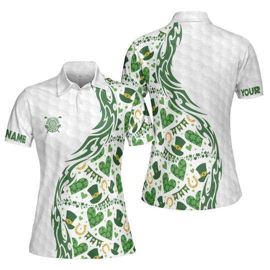 Personalized St. Patrick's Day Golf Polo for Men and Women - Custom Name Shamrock Team Shirt