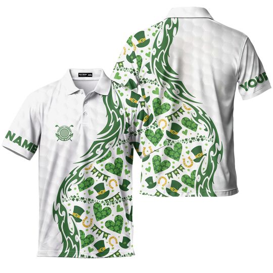 Personalized St. Patrick's Day Golf Polo for Men and Women - Custom Name Shamrock Team Shirt