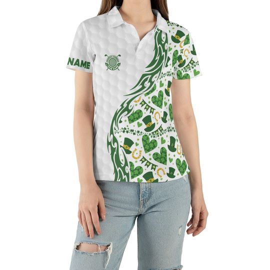 Personalized St. Patrick's Day Golf Polo for Men and Women - Custom Name Shamrock Team Shirt
