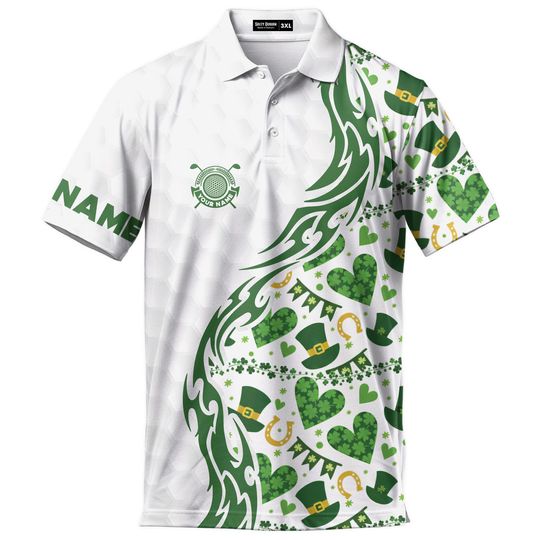 Personalized St. Patrick's Day Golf Polo for Men and Women - Custom Name Shamrock Team Shirt