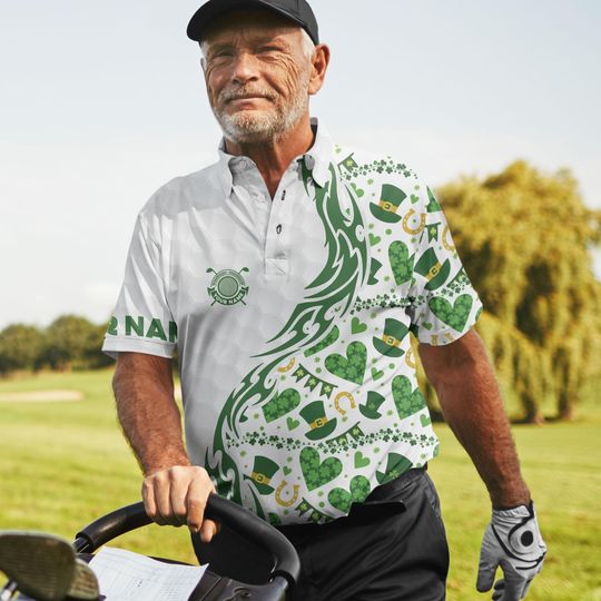 Personalized St. Patrick's Day Golf Polo for Men and Women - Custom Name Shamrock Team Shirt