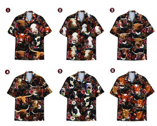 Funny Diverse Cow Hawaiian Shirts For Men Aloha Floral Mens Hawaiian