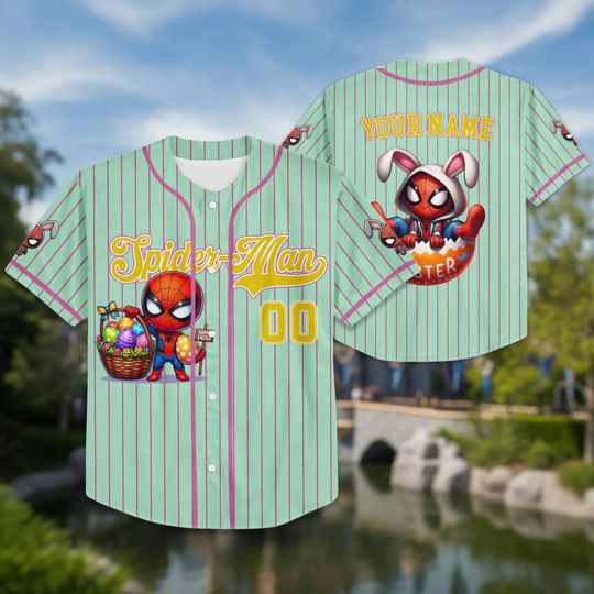 Personalized Cartoon Spidey Character Baseball Kid Adult Jersey, Easter Gift